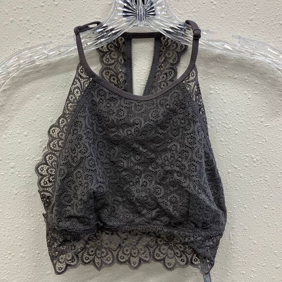 Aerie lace grey halter pull on lined bralette small - Picture 1 of 3